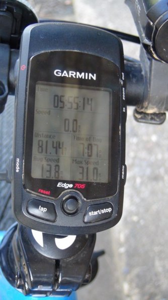 Garmin Edge 705 - showing 81.44 miles