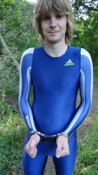 Adidas full body suit + police handcuffs