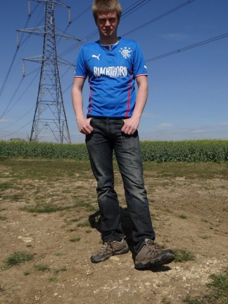 Rangers home shirt + jeans