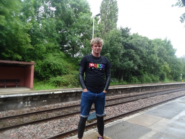 Wetsuit fun at railway station