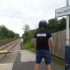 Wearing my back helmet at Elton and Orston railway station