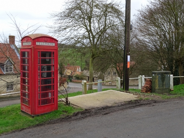 Red telephone box at Castle Bytham